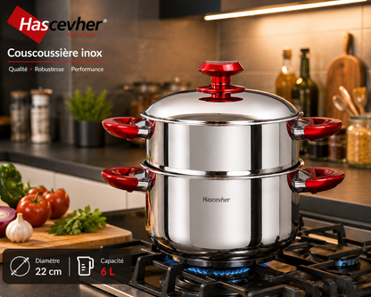 Couscoussière Hascevher Inox – 22 cm / 6L