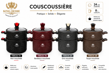 Couscoussière en Granite King Home Premium – Design Effet Pierre (8L / 24cm)