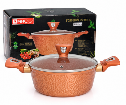 Faitout 20 cm - Baroly | Cuivre Rouge Martelé & Intérieur Granit