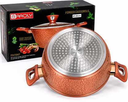 Faitout 20 cm - Baroly | Cuivre Rouge Martelé & Intérieur Granit