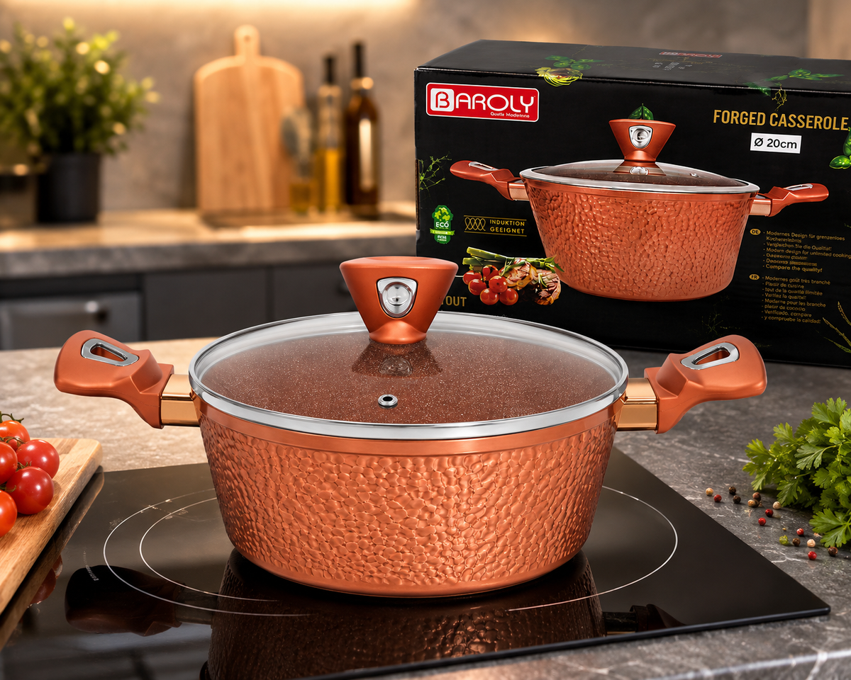 Faitout 20 cm - Baroly | Cuivre Rouge Martelé & Intérieur Granit
