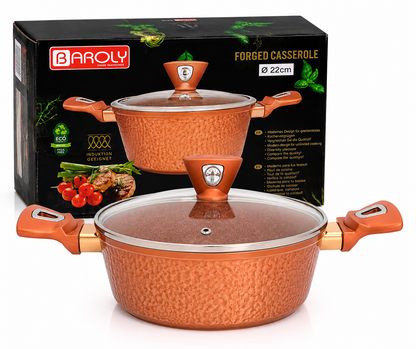 Faitout 22 cm - Baroly | Cuivre Rouge Martelé & Intérieur Granit