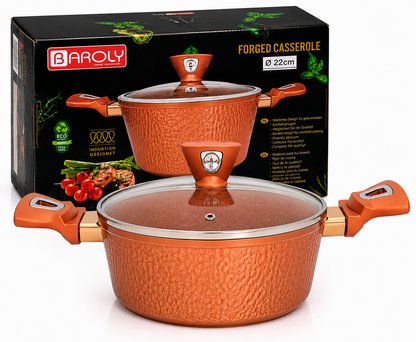 Faitout 22 cm - Baroly | Cuivre Rouge Martelé & Intérieur Granit