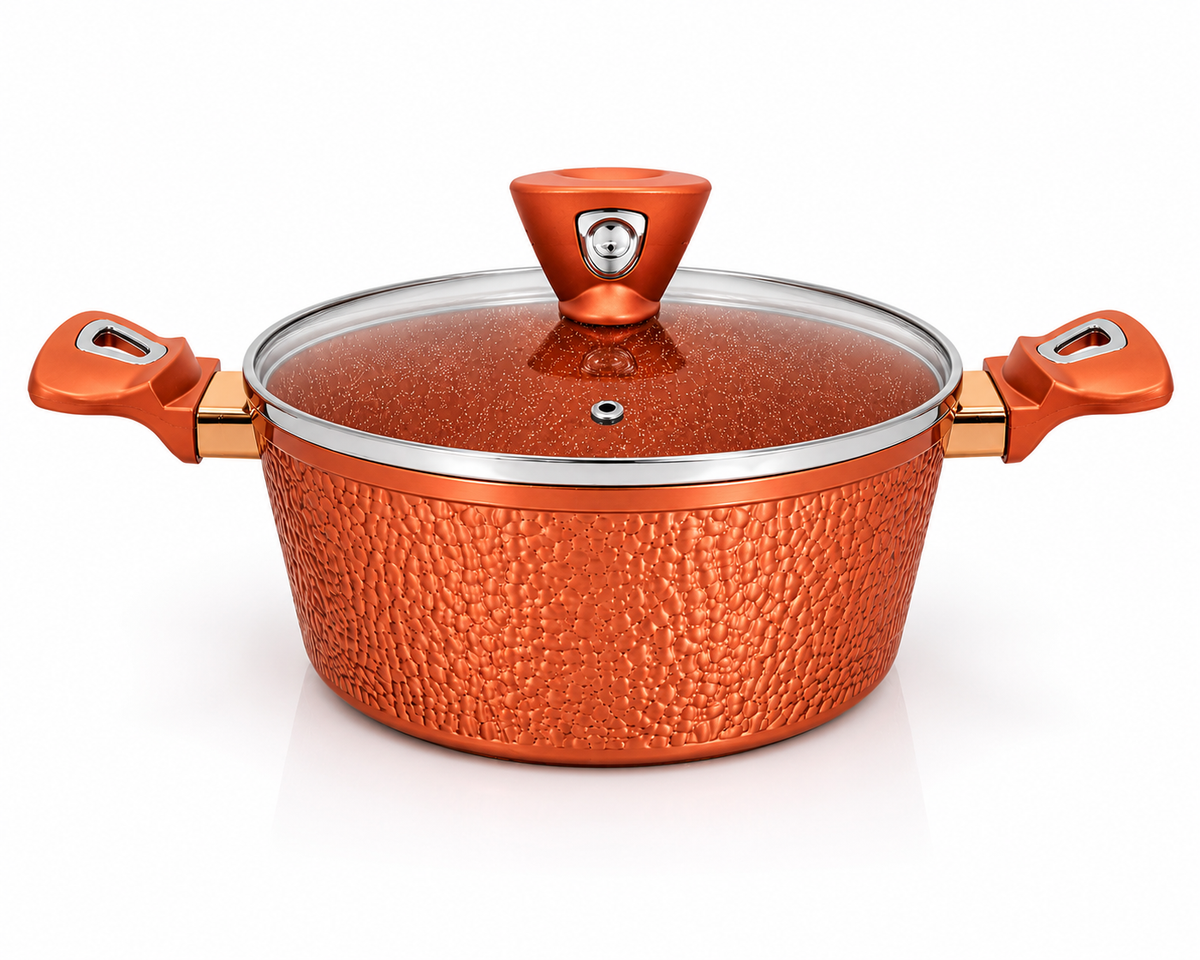 Faitout 28 cm - Baroly | Cuivre Rouge Martelé & Intérieur Granit