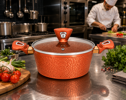 Faitout 20 cm - Baroly | Cuivre Rouge Martelé & Intérieur Granit