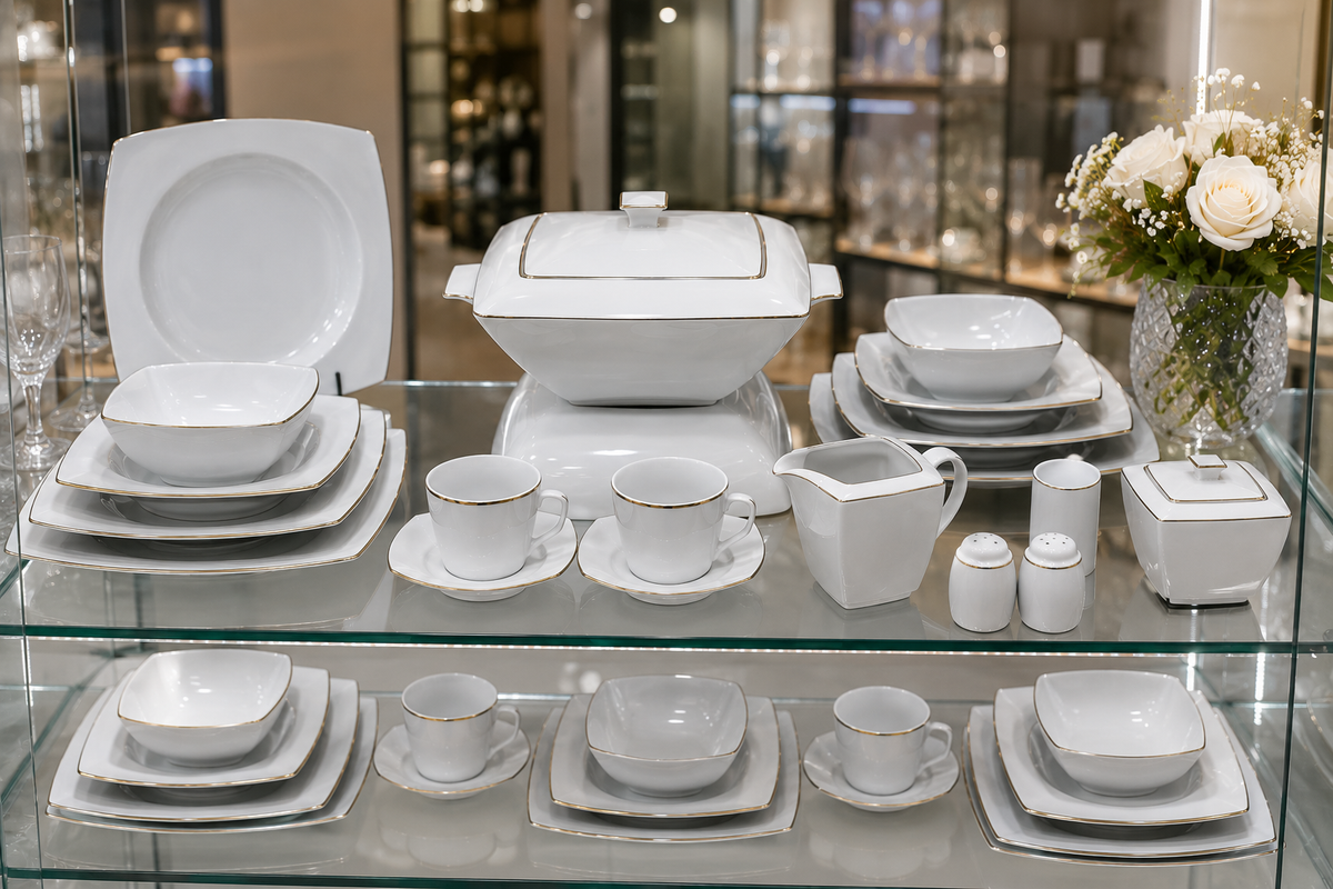 Service de Table Prestigieux "Kyoto" – L’Excellence de la Porcelaine Tunisienne (60 pc ou 107 pc)