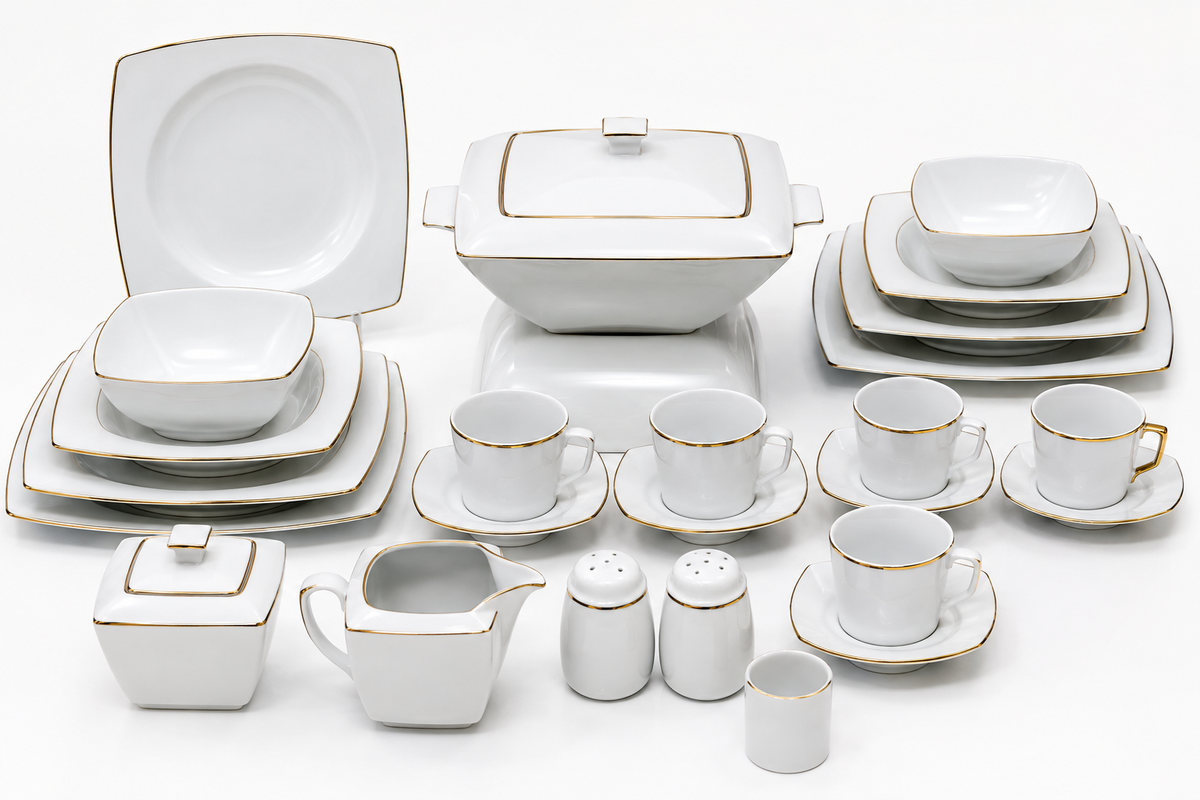 Service de Table Prestigieux "Kyoto" – L’Excellence de la Porcelaine Tunisienne (60 pc ou 107 pc)