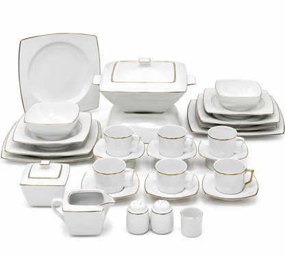 Service de Table Prestigieux "Kyoto" – L’Excellence de la Porcelaine Tunisienne (60 pc ou 107 pc)