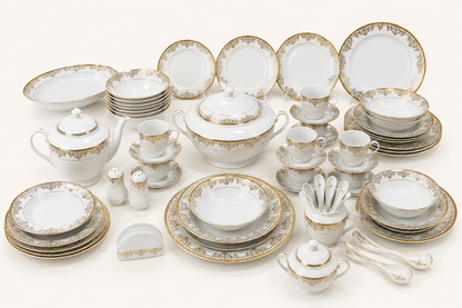 Service de Table Prestigieux "L'Éclat de Carthage" L’Excellence de la Porcelaine Tunisienne (72 pièces))