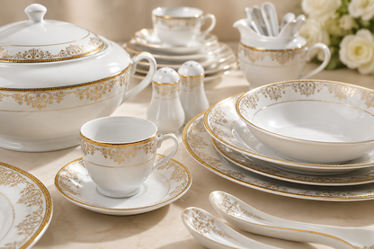 Service de Table Prestigieux "L'Éclat de Carthage" L’Excellence de la Porcelaine Tunisienne (72 pièces))