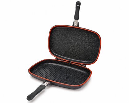 Poêle Double Face Grill DAISINI – 40 cm – Revêtement Granité -Coloris Noir