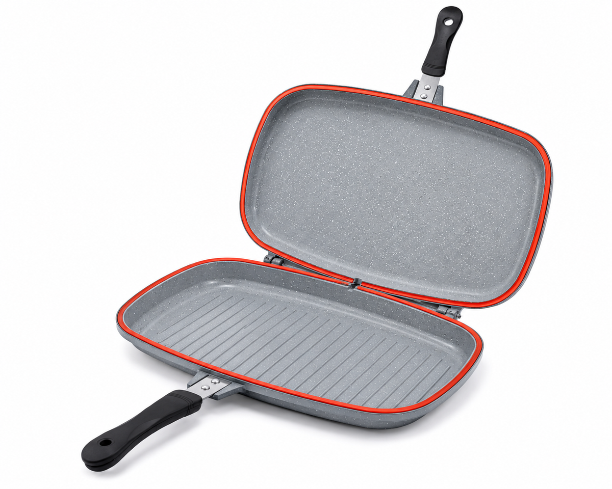 Poêle Double Face Grill DAISINI – 40 cm – Revêtement Granité -Coloris Gris