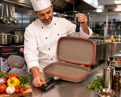 Poêle Double Face Grill Dessini (36 cm) – L’Excellence Italienne en Cuisine