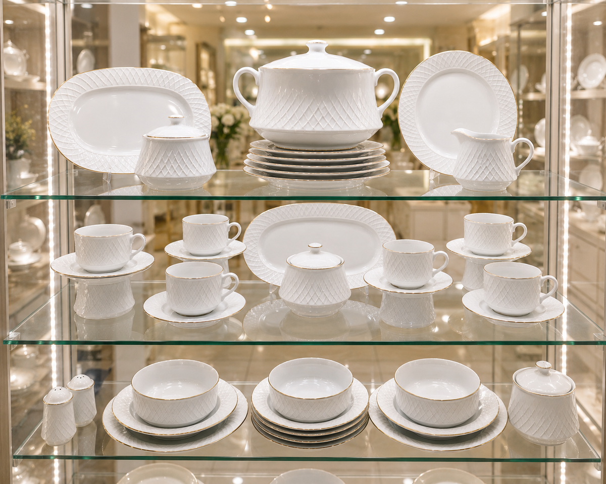 Service de Table "Rose de Sable" – L’Excellence de la Porcelaine Tunisienne (66 pc ou 120 pc)