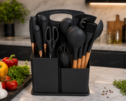 Set d'Ustensiles de Cuisine 19 Pièces - Pratique, Complet et Organisé